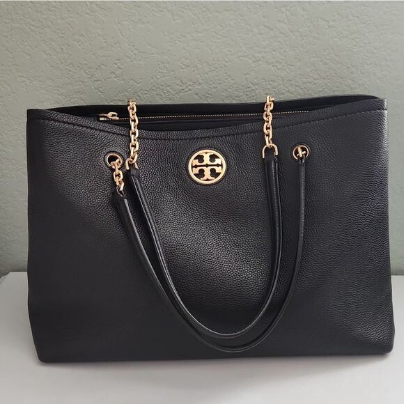 Tory Burch Carson Chain-link Leather Tote Bag - Picture 2 of 16
